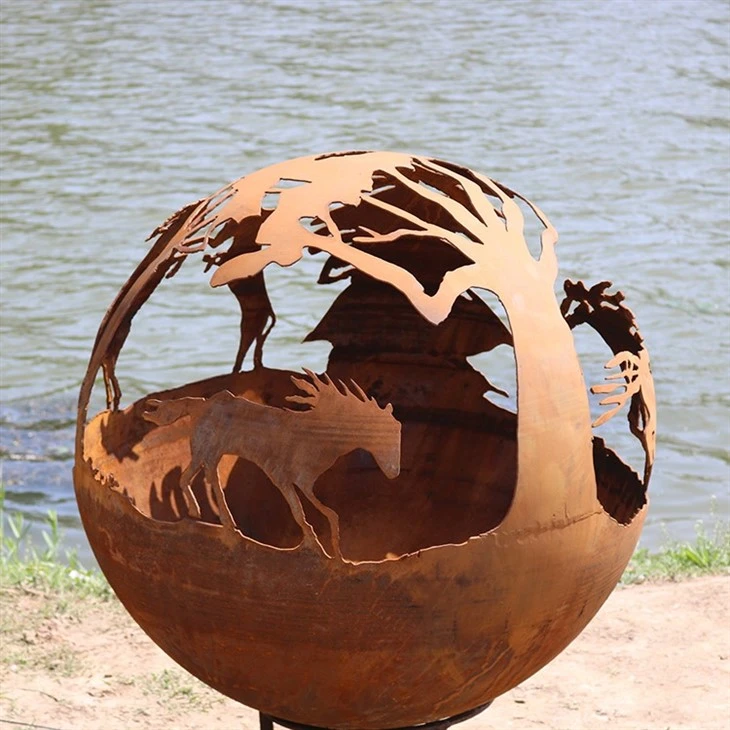 Outdoor Corten Steel Fire Ball