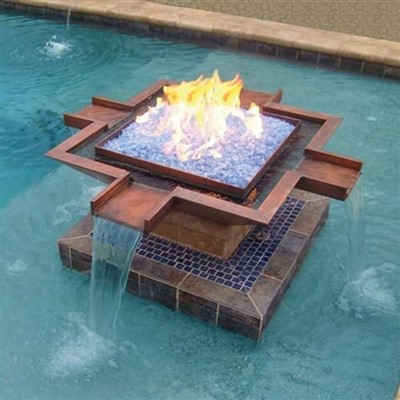 Piscină Decorativă Cascada Foc Pe Gaz